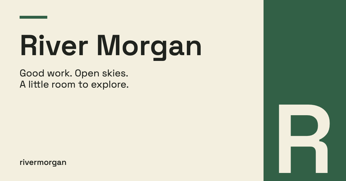 River Morgan typography-first fictional profile card